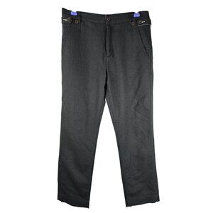 Garbstore Green Wool-Blend Straight-Leg Trousers Dual Button Detail Back Welt Po